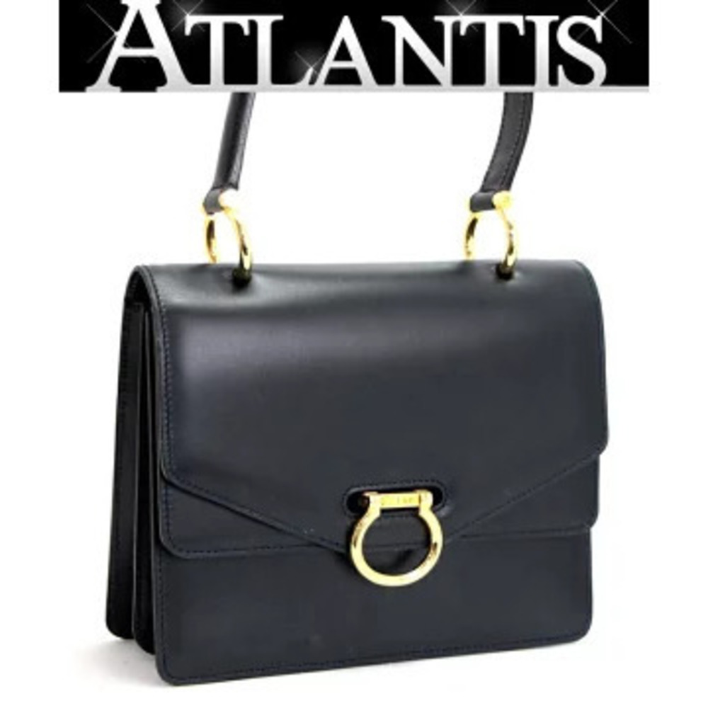 Celine Double Flap Handbag Calfskin Navy Blue